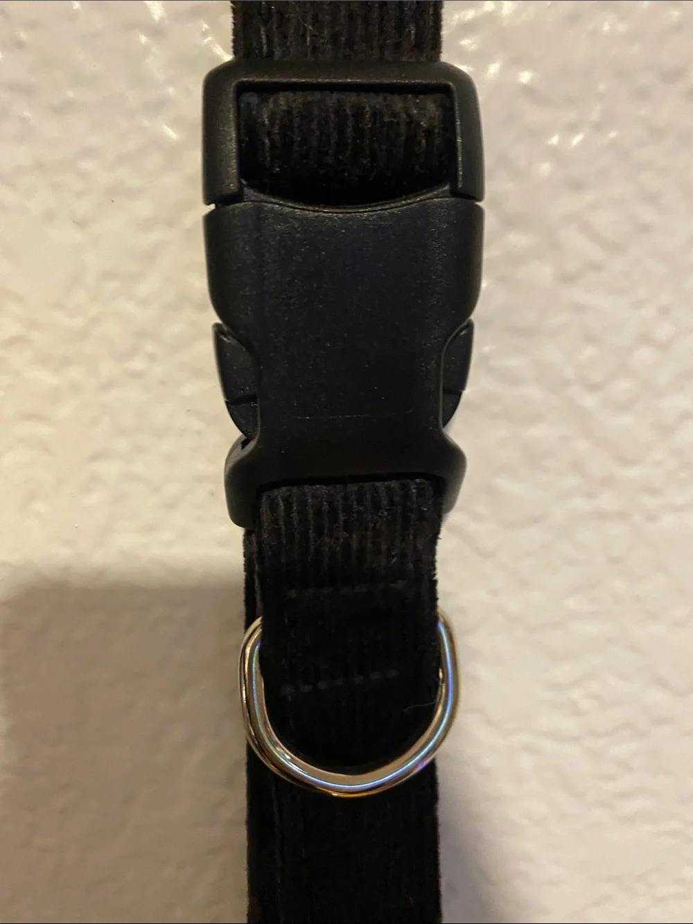 Adjustable Hemp Black Corduroy Dog Collar with D-Ring